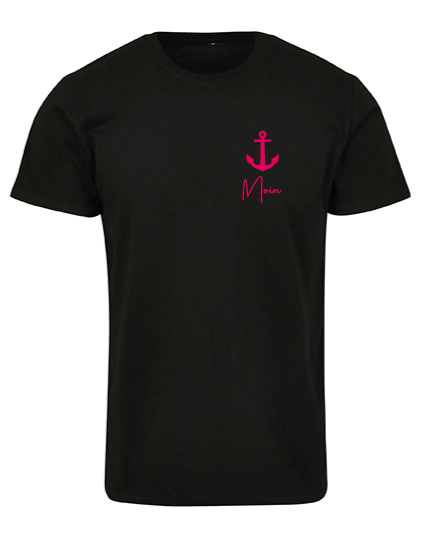 Moin Anker T-Shirt schwarz mit Pinke Druck