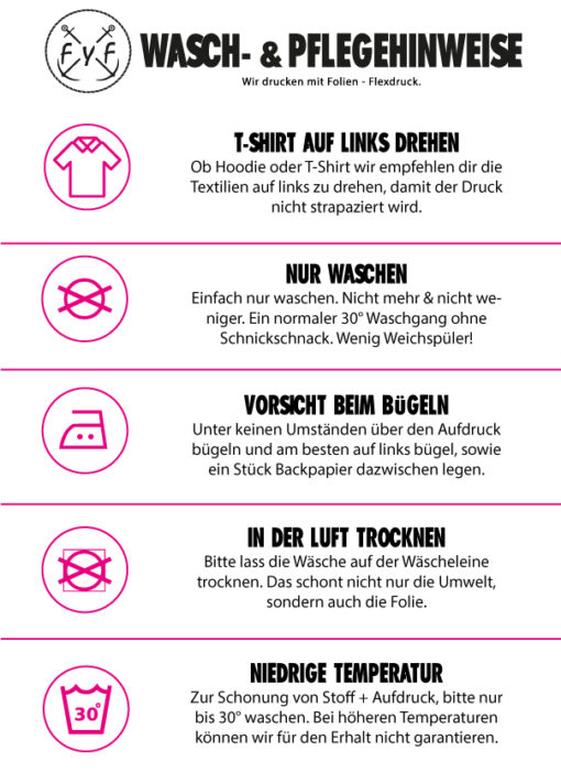 Wasch- und Pflegehinweise für bedruckte T-Shirts